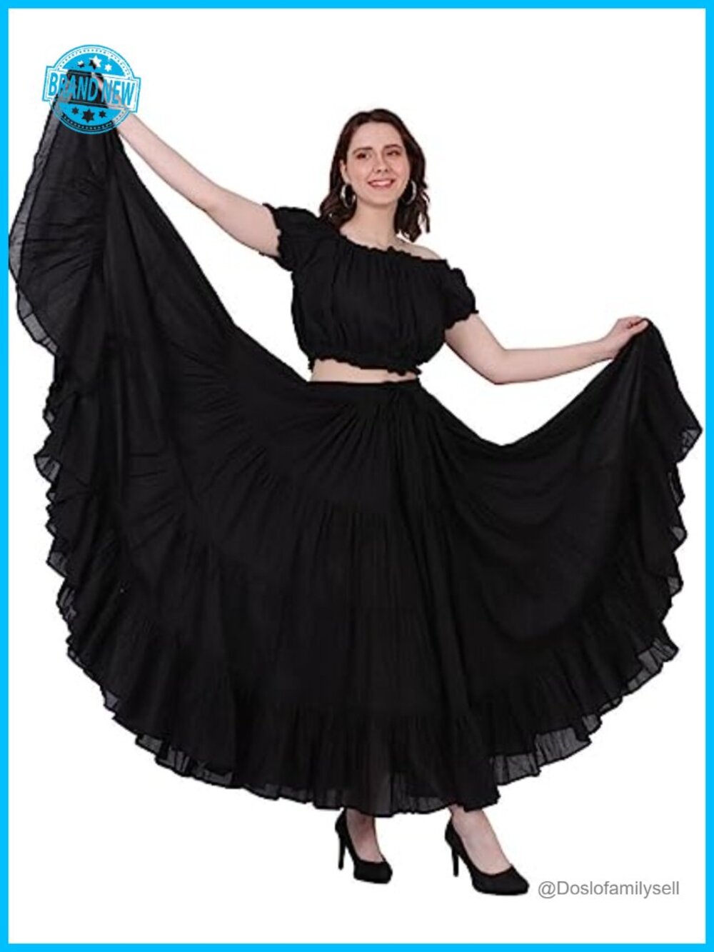 Plus Size 25 Yard Cotton Maxi Skirt Flowy Gypsy Belly Dance Renaissance